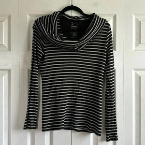 Gap | The Octavia Waffle Cowl | Black & Gray Striped | Size M